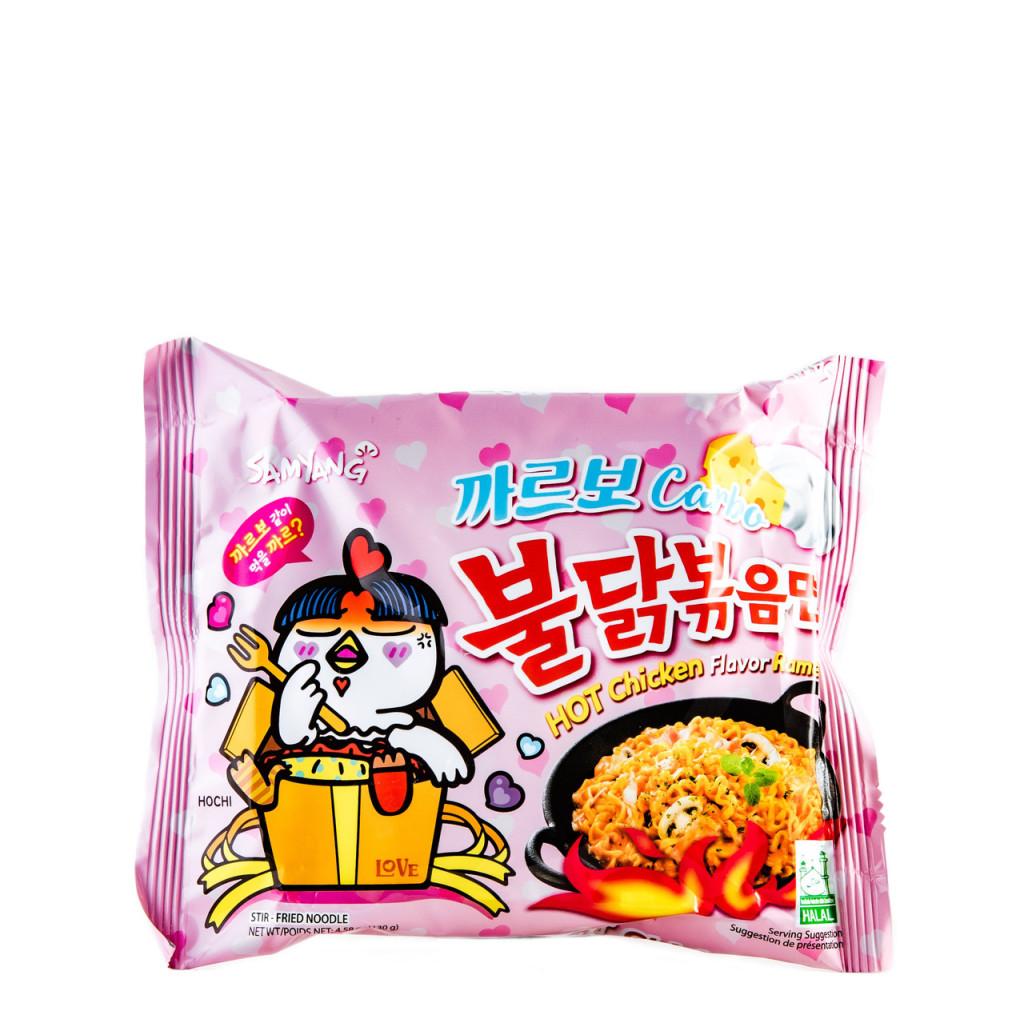 Лапша быстрого приготовления острая со вкусом курицы в соусе карбонара SAMYANG 130 г