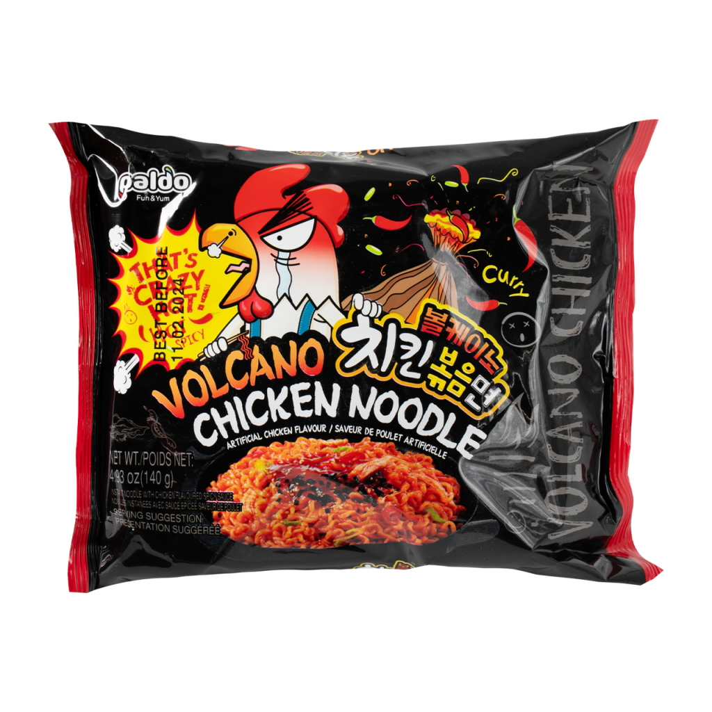 Лапша быстрого приготовления Вулкано с курицей (очень острая) Volcano Chicken Noodle PALDO 140 г