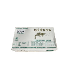 Креветка ваннамей 0% глазурі 26/30  з/м ,в панцері,б/г Golden Sea блок 2,2 кг