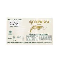 Креветка ваннамей 0% глазури 31/35 с/м, в панцире, б/г Golden Sea блок 2,2 кг